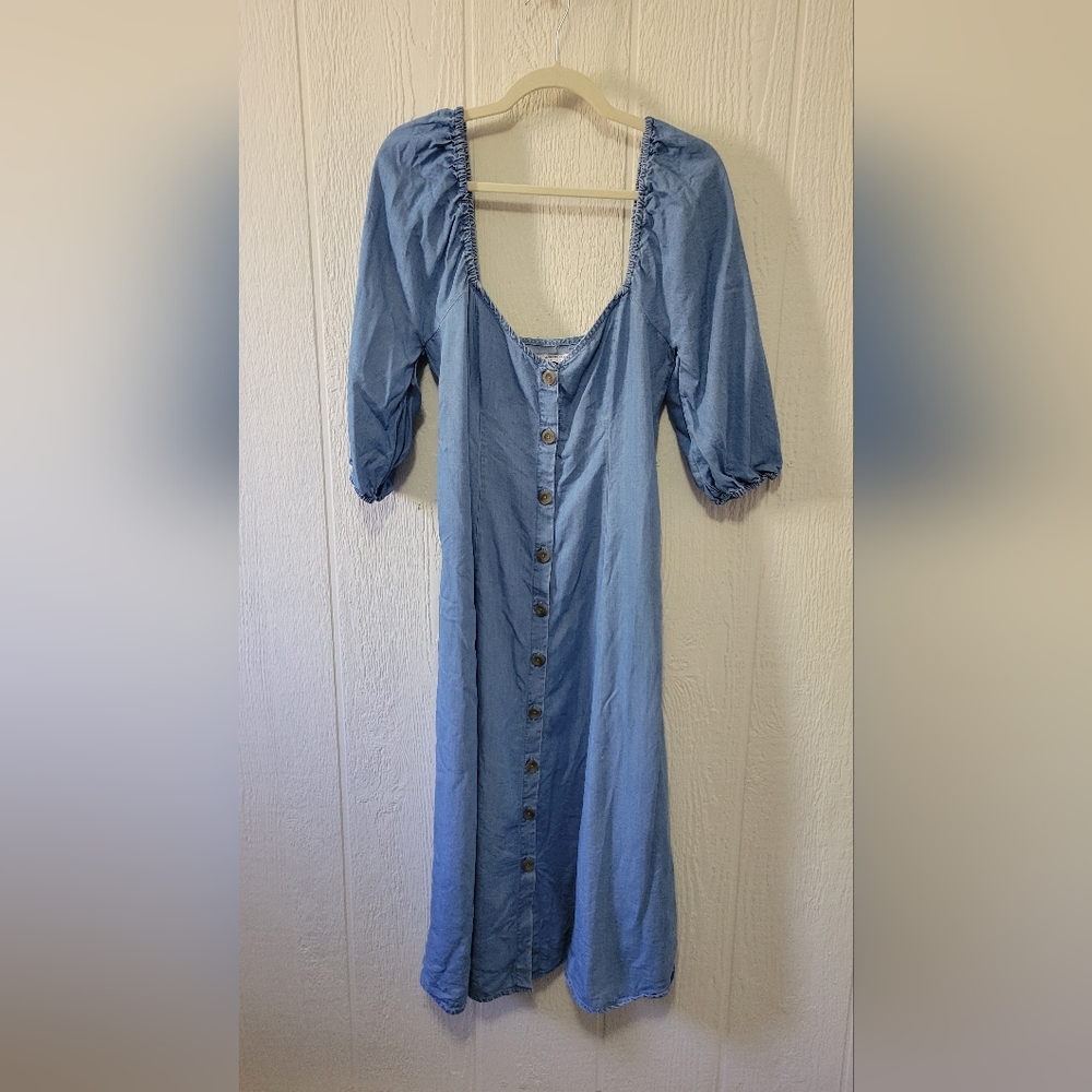 Zara Premium Denim Collection Midi Dress Size Medium